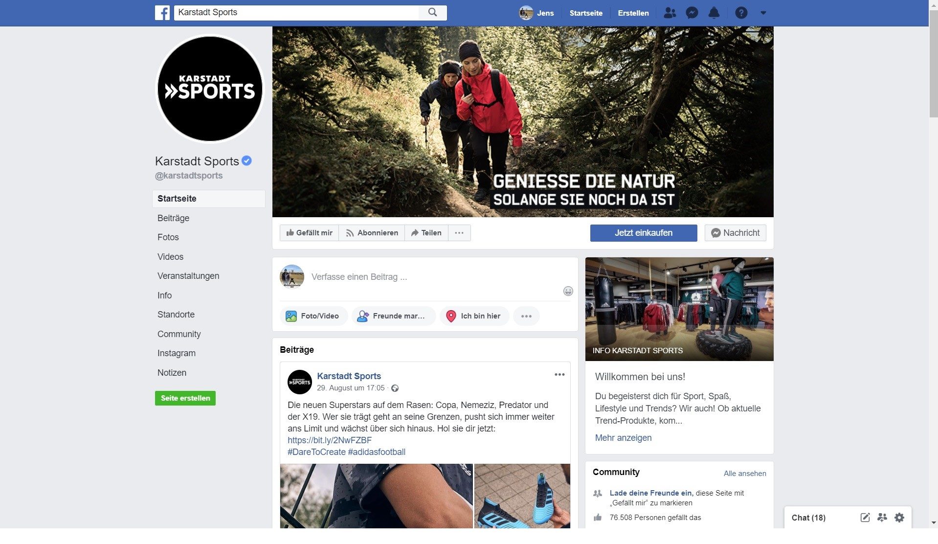 Werbung mit dem Klimawandel - Karstadt Sports Facebook